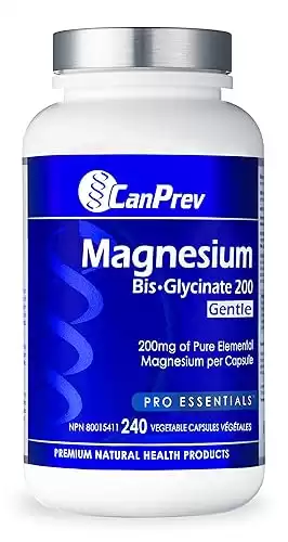 CanPrev - Pure Magnesium Bis-Glycinate 200mg (Gentle) | 240 v-caps | Elemental Chelated Complex Supplement | Magnesium bis-glycinate blend - Glycine, Magnesium Oxide, Magnesium bis-glycinate chelate |...